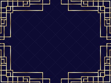 Altın gradyan ile Art Deco çerçeve. Eski doğrusal kenarlık. Davetiyeler, broşürler ve tebrik kartları için bir şablon Tasarla. 1920 ' lerin ve 1930 ' ların tarzı. Vektör Illustration