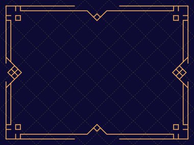 Art deco çerçeve. Klasik doğrusal sınır. Davetiyeler, broşürler ve tebrik kartları için bir şablon tasarla. 1920 'lerin ve 1930' ların tarzı. Vektör illüstrasyonu