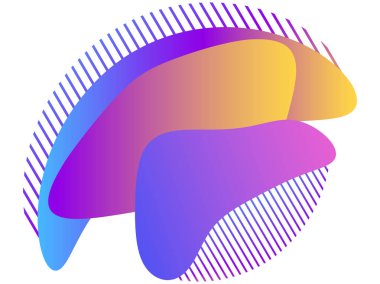 Sıvı geometrik şekil beyaz izole. Akışkan degrade tasarımı. Modern trend arka plan. Vektör çizimi