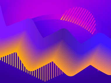 Renkli sıvı şekli. Akışkan konsept tasarımı. Soyut geometrik degrade arka plan. Vektör çizimi