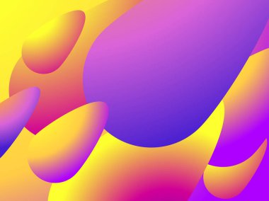 Renkli sıvı şekli. Akışkan konsept tasarımı. Soyut geometrik degrade arka plan. Vektör çizimi