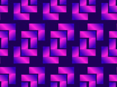 Geometrik dikişsiz desen, mor degrade. Neon renk holografik. Vektör çizimi