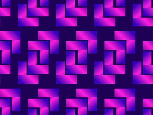 Geometrisches nahtloses Muster, violettes Gefälle. holographische Leuchtfarbe. Vektorillustration — Stockvektor