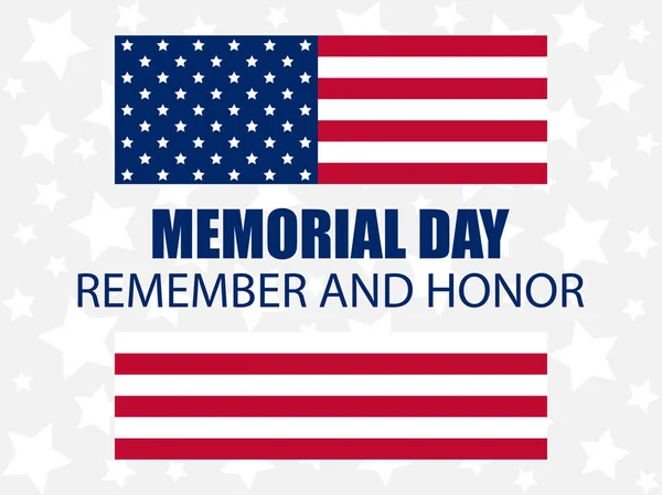 Memorial Day. Lembra-te e honra. Bandeira dos Estados Unidos. Ilustração vetorial — Vetor de Stock