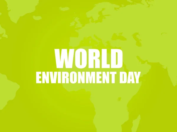 Día mundial del medio ambiente. Texto sobre un fondo verde con los continentes del planeta Tierra. Cartel ecológico. Ilustración vectorial — Archivo Imágenes Vectoriales