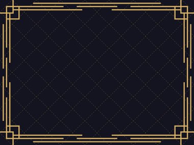 Art deco çerçeve. Klasik doğrusal sınır. Davetiyeler, broşürler ve tebrik kartları için bir şablon tasarla. 1920 'lerin ve 1930' ların tarzı. Vektör illüstrasyonu