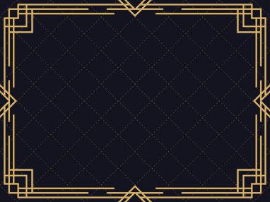 Art deco çerçeve. Klasik doğrusal sınır. Davetiyeler, broşürler ve tebrik kartları için bir şablon tasarla. 1920 'lerin ve 1930' ların tarzı. Vektör illüstrasyonu