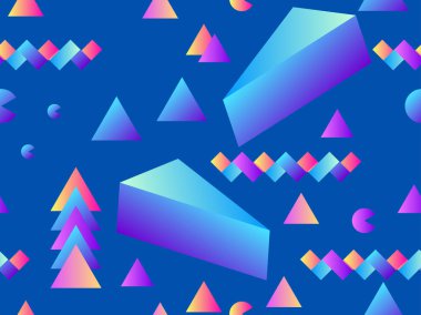 Geometrik şekiller ve degrade ile dikişsiz desen. Promosyon malzemeleri için arka plan. Vektör çizimi