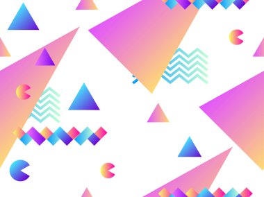 Geometrik şekiller ve degrade ile dikişsiz desen. Promosyon malzemeleri için arka plan. Vektör çizimi