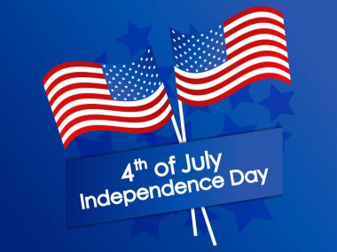 Bağımsızlık Günü 4 Temmuz. Yıldızlarla ve Amerikan bayrağıyla şenlik bayrağı. Vektör çizimi
