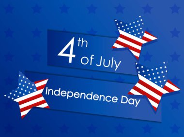 Bağımsızlık Günü 4 Temmuz. Yıldızlarla ve Amerikan bayrağıyla şenlik bayrağı. Vektör çizimi