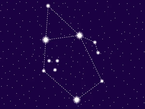 Constelación de Auriga. Cielo nocturno estrellado. Ilustración vectorial — Vector de stock