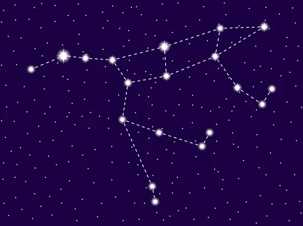 Ursa Maior constelação. Céu estrelado noturno. Ilustração vetorial — Vetor de Stock