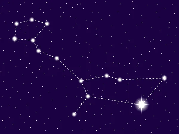 Constelación de Cetus. Cielo nocturno estrellado. Racimo de estrellas y galaxias. Espacio profundo. Ilustración vectorial — Vector de stock