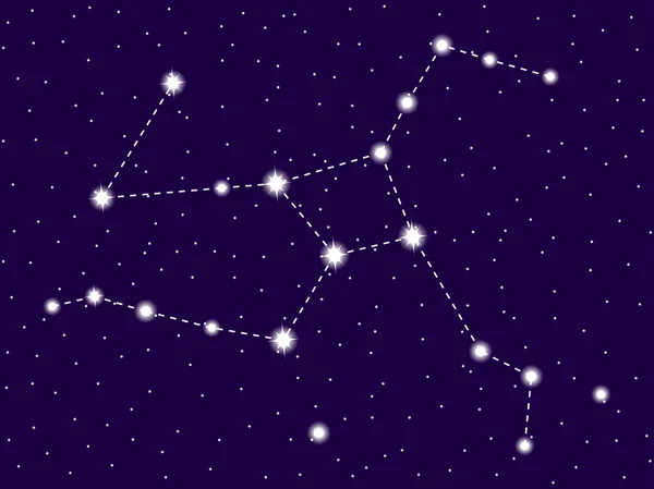 Constelación de Hércules. Cielo nocturno estrellado. Racimo de estrellas y galaxias. Espacio profundo. Ilustración vectorial — Vector de stock
