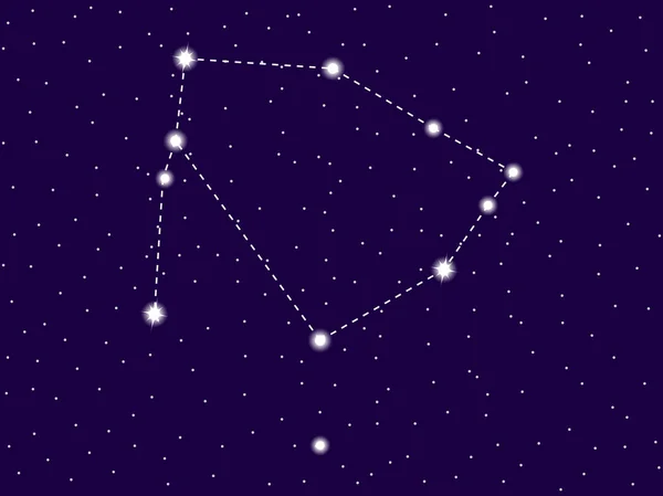Constelação de Ophiuchus. Céu estrelado noturno. Conjunto de estrelas e galáxias. Espaço profundo. Ilustração vetorial — Vetor de Stock