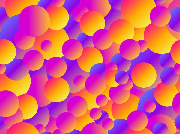Nahtloses Muster mit hellen Kreisen und farbenfrohem Verlauf. Trendhintergrund. Vektorillustration — Stockvektor