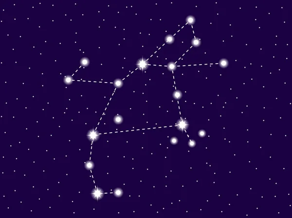 Constelação de Perseus. Céu estrelado noturno. Conjunto de estrelas e galáxias. Espaço profundo. Ilustração vetorial —  Vetores de Stock