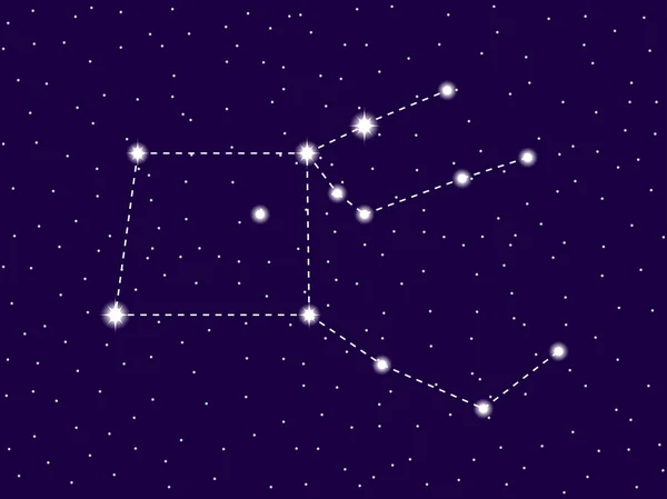 Konstelasi Pegasus. Langit malam berbintang. Gugus bintang dan galaksi. Luar angkasa. Ilustrasi vektor - Stok Vektor