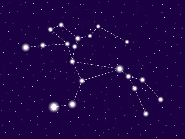 Constelación de Centauro. Cielo nocturno estrellado. Signo del zodíaco. Racimo de estrellas y galaxias. Espacio profundo. Ilustración vectorial — Vector de stock