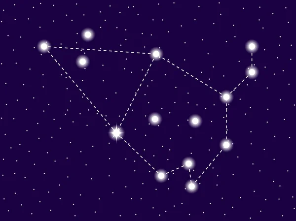 Constelação de Cepheus. Céu estrelado noturno. Signo do zodíaco. Conjunto de estrelas e galáxias. Espaço profundo. Ilustração vetorial — Vetor de Stock