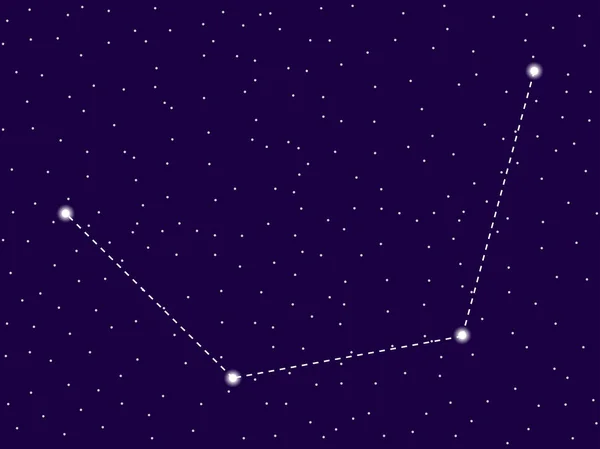 Constelación de Mensa. Cielo nocturno estrellado. Signo del zodíaco. Racimo de estrellas y galaxias. Espacio profundo. Ilustración vectorial — Vector de stock
