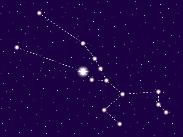 Constelación de Tauro. Cielo nocturno estrellado. Signo del zodíaco. Racimo de estrellas y galaxias. Espacio profundo. Ilustración vectorial — Vector de stock