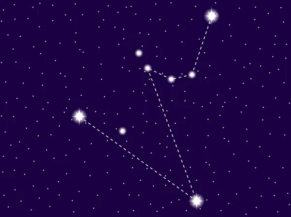 Constelación de Hydrus. Cielo nocturno estrellado. Signo del zodíaco. Racimo de estrellas y galaxias. Espacio profundo. Ilustración vectorial — Vector de stock
