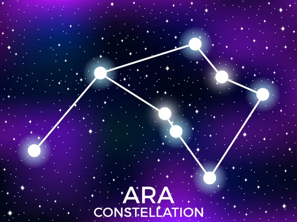 Constelación de Ara. Cielo nocturno estrellado. Racimo de estrellas y galaxias. Espacio profundo. Ilustración vectorial — Archivo Imágenes Vectoriales