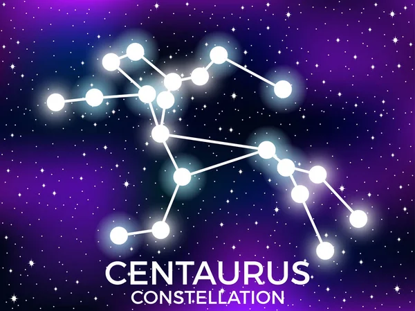 Constellation du Centaure. Ciel étoilé. Signe du zodiaque. Cluster d'étoiles et de galaxies. Dans l'espace. Illustration vectorielle — Image vectorielle