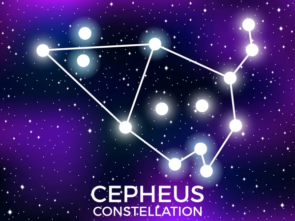 Het sterrenbeeld Cepheus. Starry Night Sky. Sterrenbeeld. Cluster van sterren en melkwegstelsels. Diepe ruimte. Vector illustratie — Stockvector