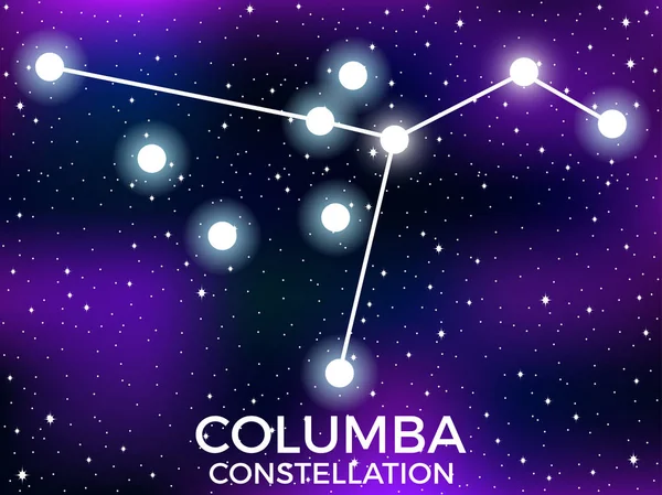 Sterrenbeeld Columba. Starry Night Sky. Cluster van sterren en melkwegstelsels. Diepe ruimte. Vector illustratie — Stockvector