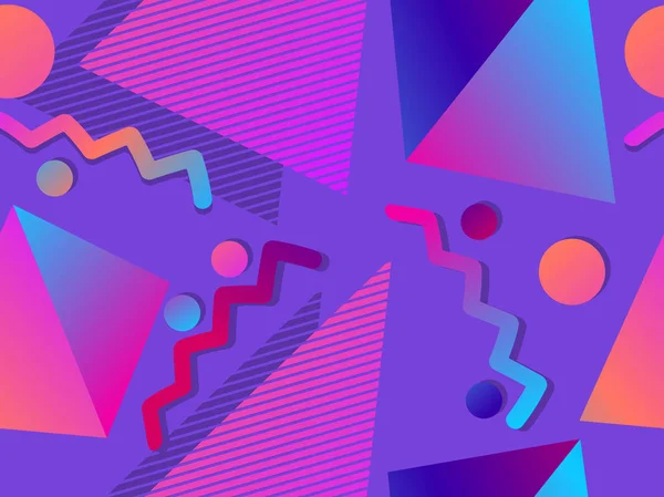 Memphis nahtlose Muster. geometrische Formen im Stil der 80er Jahre, isometrisch. Hintergrund für den Druck. Vektorillustration — Stockvektor