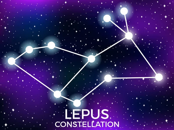 Lepus sterrenbeeld. Starry Night Sky. Cluster van sterren en melkwegstelsels. Diepe ruimte. Vector illustratie — Stockvector