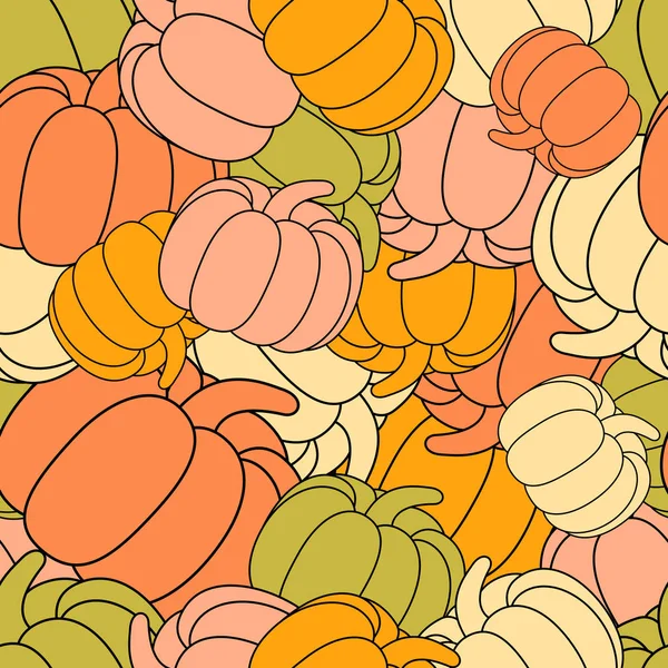 Pumpkins seamless pattern. Thanksgiving festive background. For wrapping paper, print and fabric. Vector illustration — Stock Vector