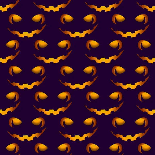 Halloween caras asustadizas patrón sin costuras. Jack-o-linterna, cara de calabaza. Ilustración vectorial — Archivo Imágenes Vectoriales
