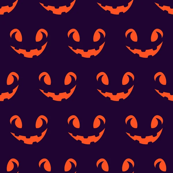 Halloween caras asustadizas patrón sin costuras. Jack-o-linterna, cara de calabaza. Ilustración vectorial — Vector de stock