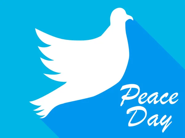 平和の日フラットなスタイルで青い背景に影を持つ白い鳩。ベクトルイラスト — ストックベクタ