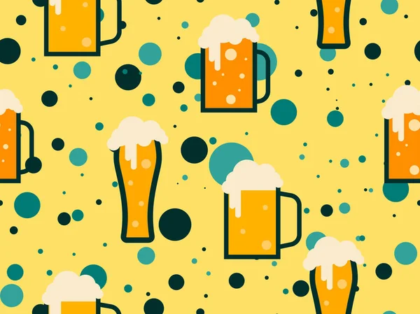 Glas bier naadloze patroon voor promotionele producten, inpakpapier en afdrukken. Vector illustratie — Stockvector