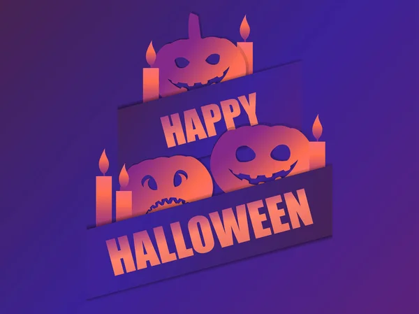 Feliz Halloween, 31 de octubre. Tarjeta de felicitación con calabazas y velas de miedo. Ilustración vectorial — Archivo Imágenes Vectoriales