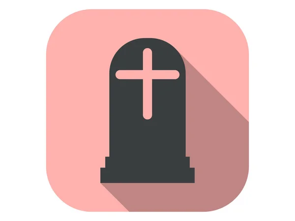 Grafpictogram met lange schaduw. Gravestone platte stijl. Halloween, 31 oktober. Vectorillustratie — Stockvector