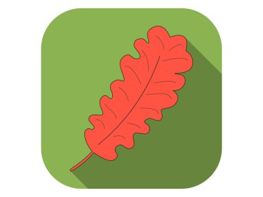 Uzun gölgeli meşe yaprağı simgesi. Sonbahar yaprağı. Vektör illüstrasyonu