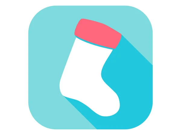 Christmas sock flat icon with long shadow. Vector illustration — Stock Vector