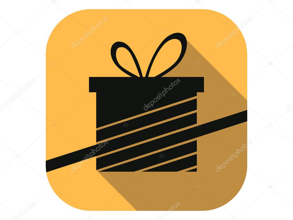 Gift box flat icon with long shadow. Black friday sale, percent discount. Vector illustration