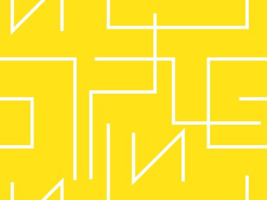 Sarı arka planda beyaz çizgiler var. Memphis tarzında çizgili soyut geometrik arkaplan. Vektör illüstrasyonu