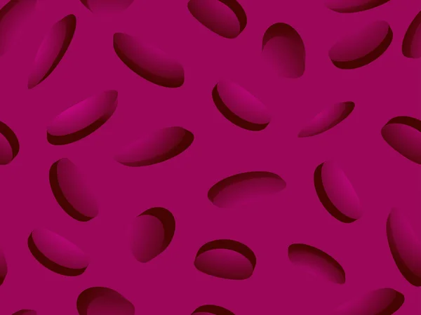 Padrão sem costura dos glóbulos vermelhos. Coágulo sanguíneo ao microscópio, eritrócitos, moléculas de hemoglobina. Ilustração vetorial — Vetor de Stock