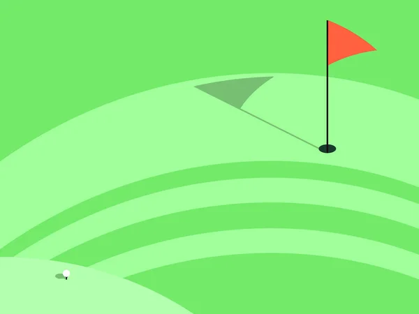 Golfbaan Groen Gazon Met Een Vlag Een Gat Typografie Achtergrond — Stockvector
