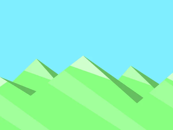 Paesaggio Estivo Montagna Con Montagne Verdi Cielo Blu Stile Piatto — Vettoriale Stock