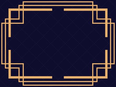 Art deco çerçeve. Klasik doğrusal sınır. Davetiyeler, broşürler ve tebrik kartları için bir şablon tasarla. 1920 'lerin ve 1930' ların tarzı. Vektör illüstrasyonu