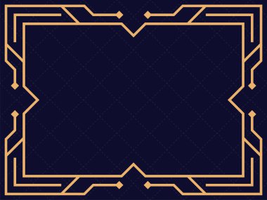 Art deco çerçeve. Klasik doğrusal sınır. Davetiyeler, broşürler ve tebrik kartları için bir şablon tasarla. 1920 'lerin ve 1930' ların tarzı. Vektör illüstrasyonu